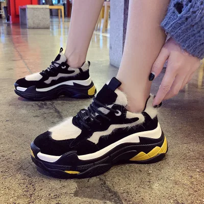 

Fashion Winter Sneakers Women Plush Fur Shoes Casual Shoes Woman Platform Chunky Sneakers Ladies Trainers Warm Spring New