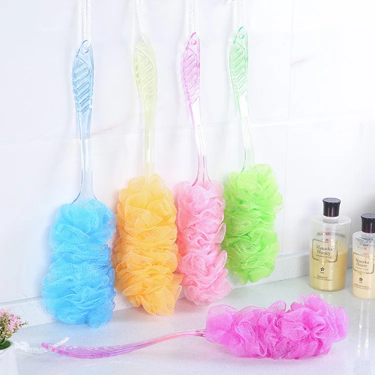 

Household Soft Cleaner Comfort Back Sponge Ball Long Handle Bathing Flower Ball Bath Brush Shower Scrubber Sponge Flower
