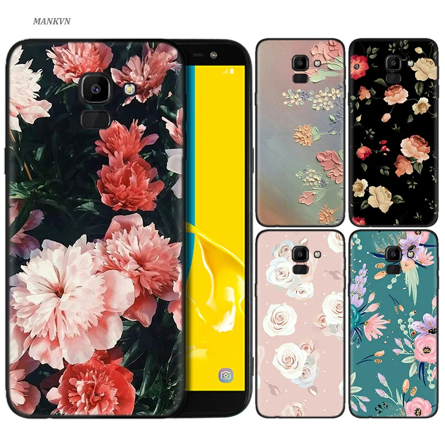 

Silicone Case For Samsung Galaxy J4 J6 A6 A8 Plus A7 A9 J8 2018 A5 2017 Soft Cover Shell Vintage Flower