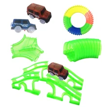 New Glowing Car Racing Track Glow in dark toys Crossing Tunnel Arch Bridge Car Set Bend