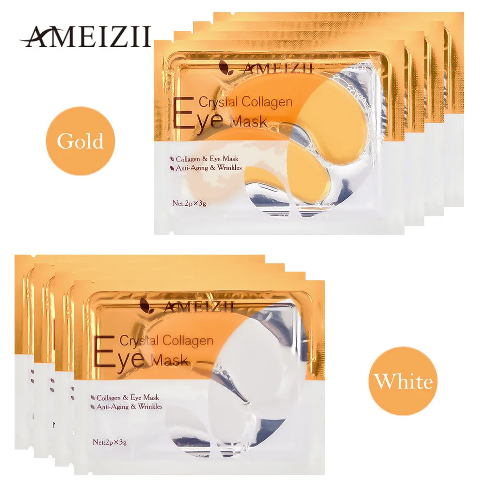 

Ameizii 5 Packs Crystal Collagen Gold Gel Eye Mask Eye Hydrogel Patches For Eyes Under the Eyes Dark Circles Remove Face Care