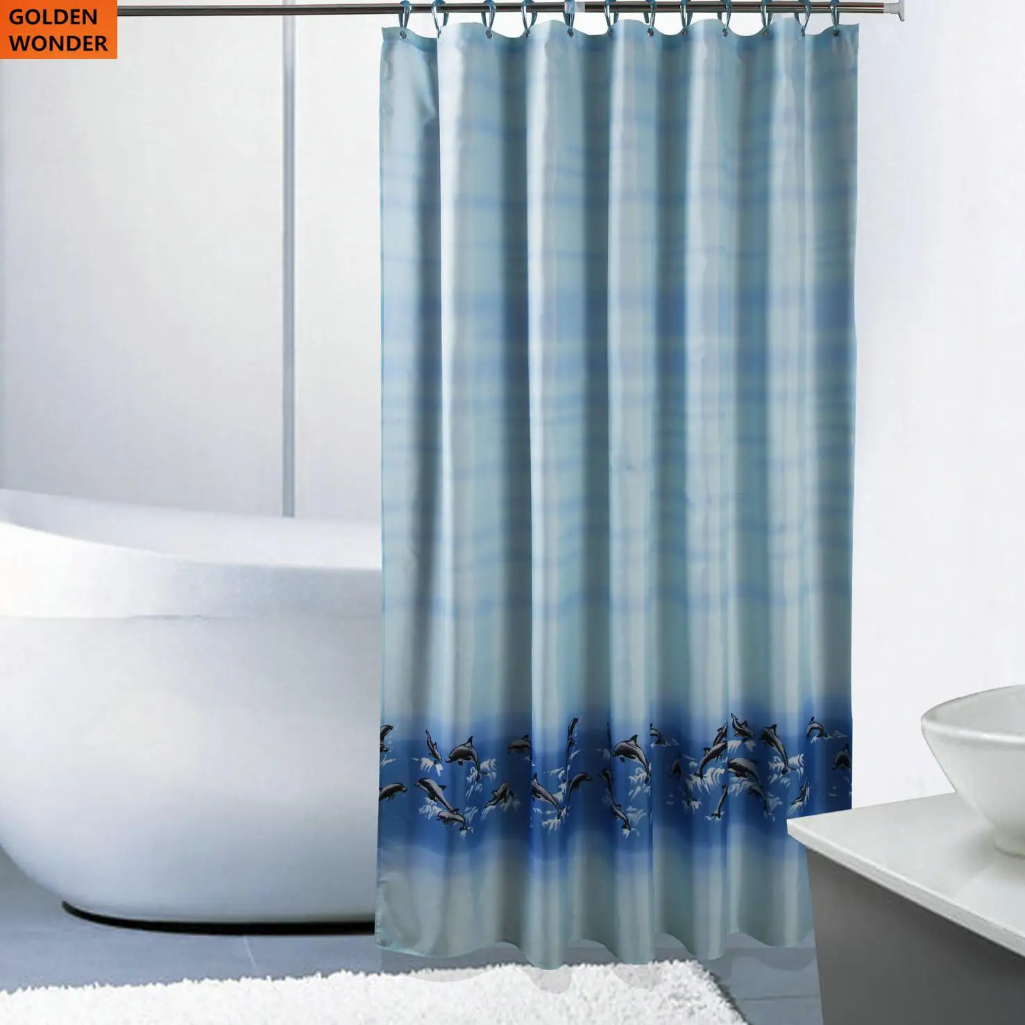 

High Quality Toilet Cloth Dolphin Shower Curtain Bathroom Curtain Bath Curtain Thick Waterproof Polyester Curtain Home Textile