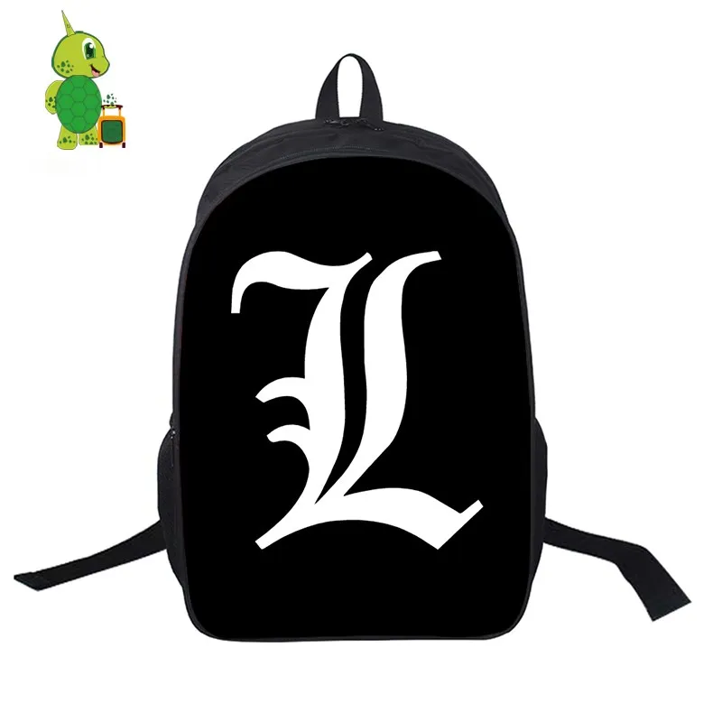 Death Note L Light School Bags Women Men Daily Backpack
