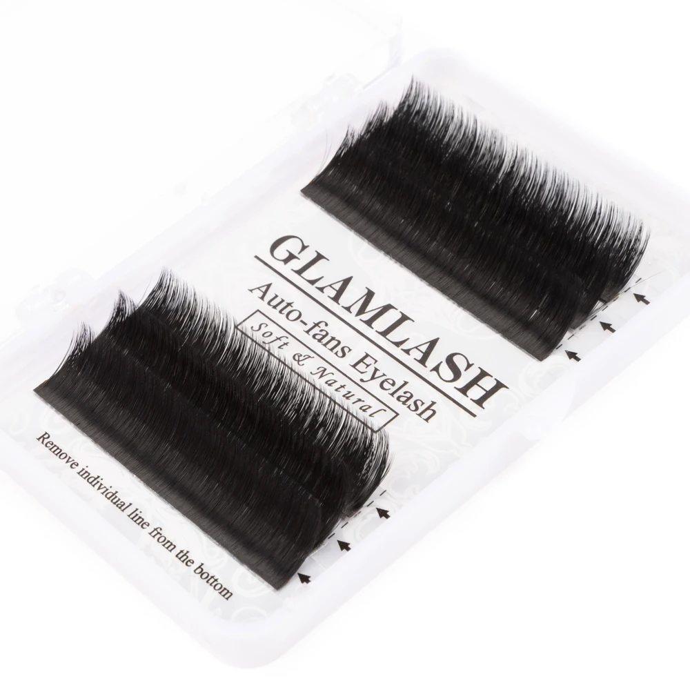 GLAMLASH Easy Fan ресницы для наращивания автоматическое цветение накладные ресницы мгновенное цветение объем Быстрый вентилятор ресницы из искусственной норки реснички