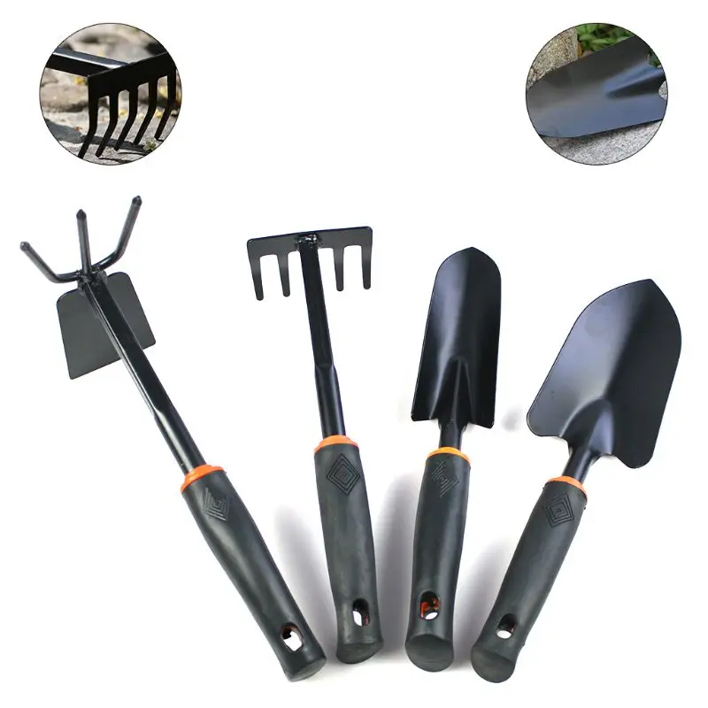 

4 Pcs Garden Tool Set Heavy Duty Gardening Kit with Soft Rubberized Non-Slip Handle - Trowel, Transplant Trowel and Cultivato