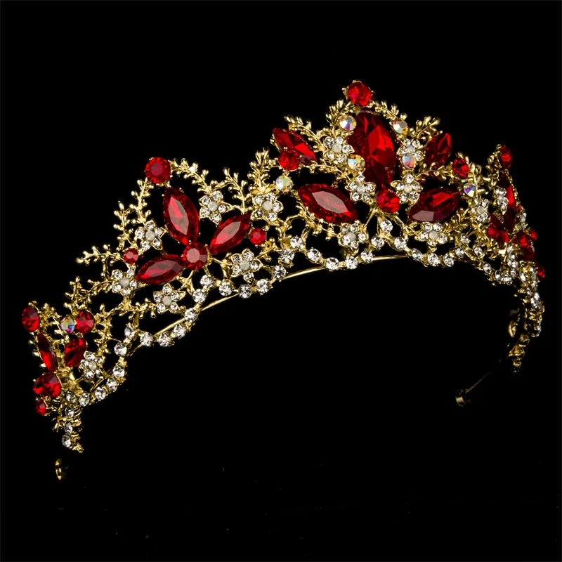 Золотой цвет свадебная корона королева свадебные диадемы лист невесты кристалл корона принцессы ободок свадебные аксессуары для волос украшения для волос