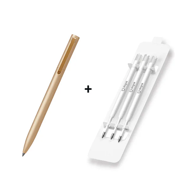 Оригинальные ручки для вывесок Xiaomi Mijia, 9,5 мм, ручки для вывесок, 0,5 мм, гладкие, швейцарские, для заправки, японские чернила, 0,5 мм, ручка Mijia, черные, для заправки - Цвет: Gold Add 3 Refill