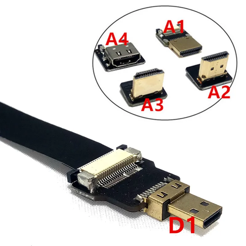 FPV Micro HDMI Male to HDMI FPC Flat Cable 5cm 10cm 20cm 30cm 50cm 80cm for Gopro HERO 4 HERO 3 SJCAM SJ5000 SJ4000 Xiaomi yi