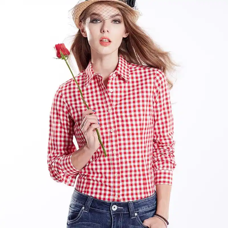 Ladies Checked Shirts Women S Slim Fit Black White Plaid Shirt