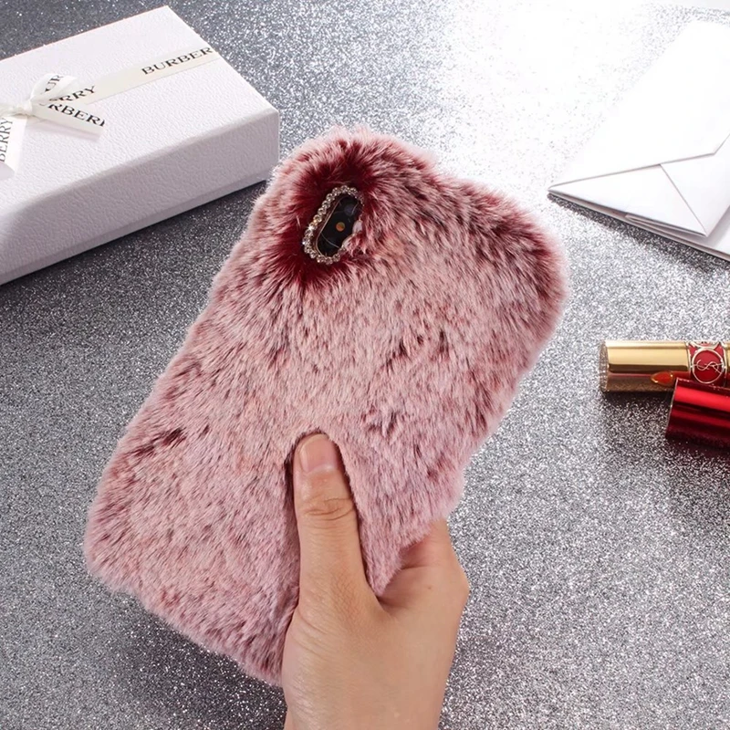 

Furry Plush Phone Etui For Coque Apple iPhone X Case Cover Soft TPU Silicon Back Hairy Cover For iPhone X 10 Case Capinha Funda