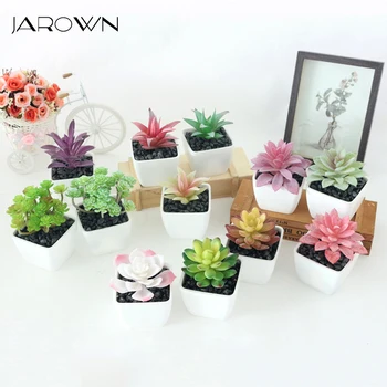 

JAROWN Simulation Plant Plastic Potted Plants Artificial Succulents Bonsai Set Fake Flower Home Decorations Wedding Party Decor