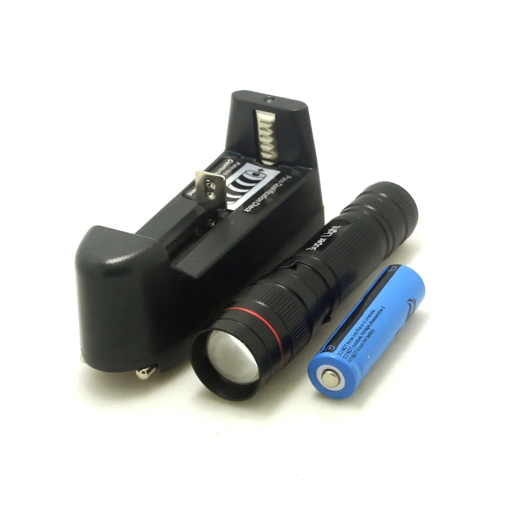 

800 Lumens CREE XP-E Q5 MINI Zoomable 3 Mode LED Flashlight 14500 / AA Battery Adjustable Torch with battery and charger