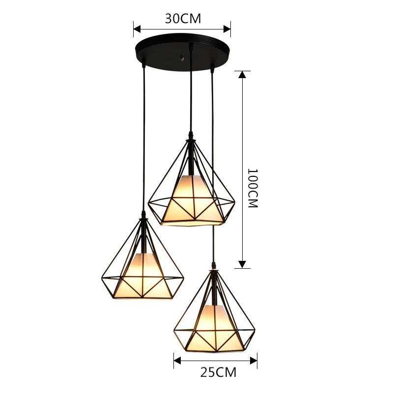 Современный промышленный подвесной светильник из кованого железа черный железный птичья клетка светильник ing Скандинавская пирамидальная лампа в стиле лофт металлическая клетка потолочный светильник - Цвет корпуса: black 3pcs round cup
