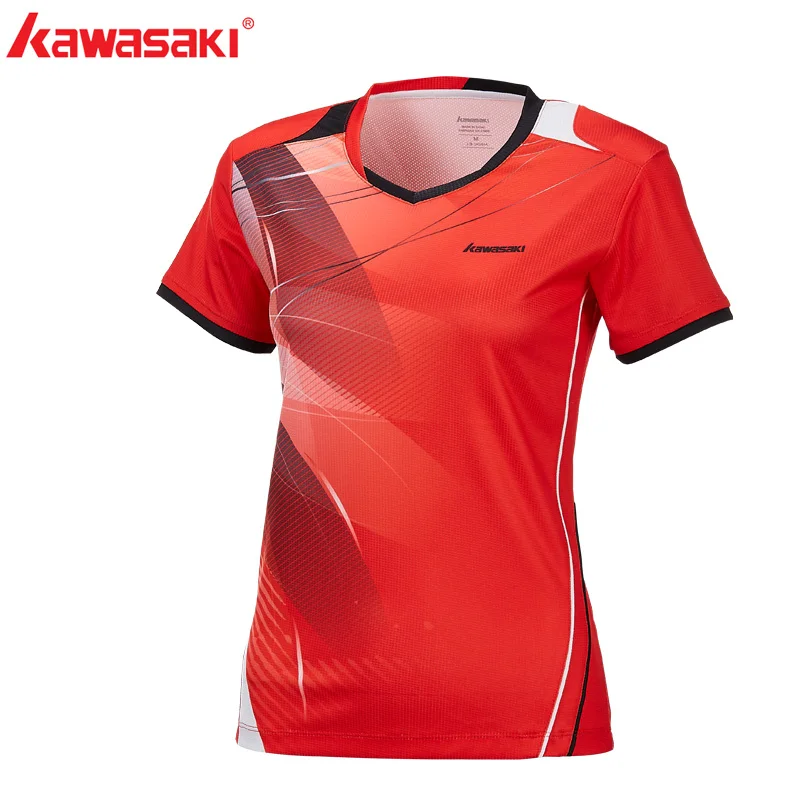 KAWASAKI красные теннисные футболки для женщин, дышащая Спортивная футболка для женщин, спортивная одежда высокого качества, ST-T2016