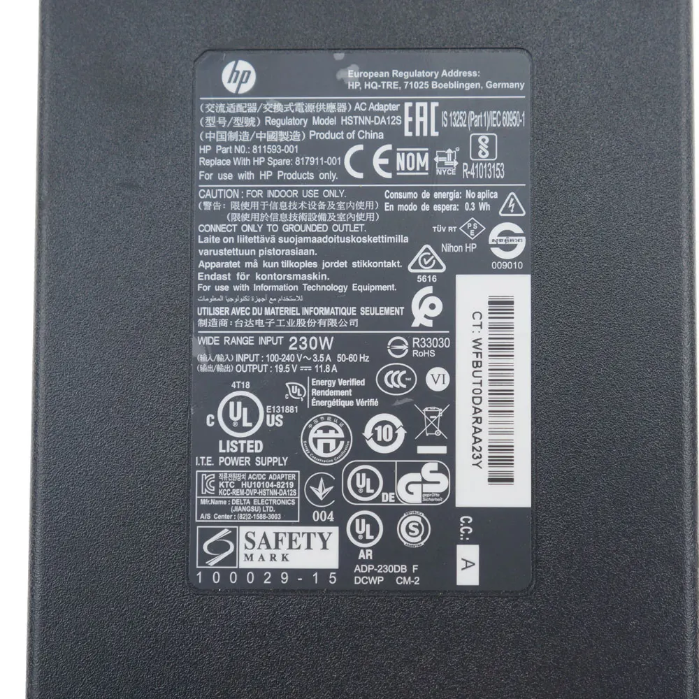 230 Вт Тонкий адаптер питания для ноутбука HP Elitebook 8770 8740 8560 Omen 2 PLUS зарядное