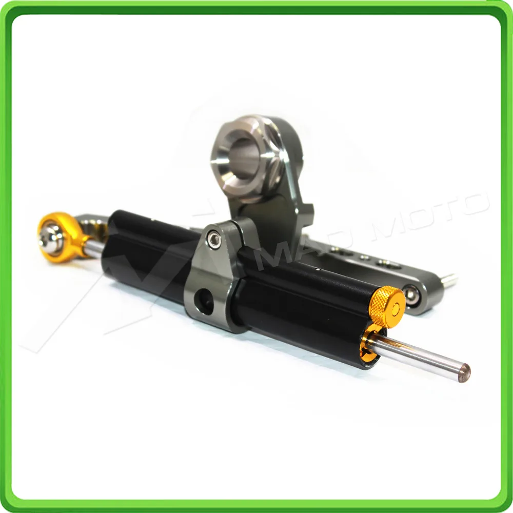 For Kawasaki Ninja ZX-6R ZX6R 636cc 2013 2014 2015 2016 2017 Steering Damper Stabilizer & Bracket Mount Kit Black&Gray color (3)