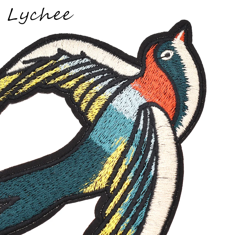 Lychee Ласточка симметричные вышитые нашивки с птицами для рукоделия искусственная