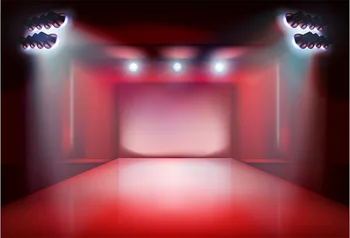 

Laeacco Spot Light Red Curtain Catwalk Stage Scenic Photography Backgrounds Customized Photographic Backdrops For Photo Studio