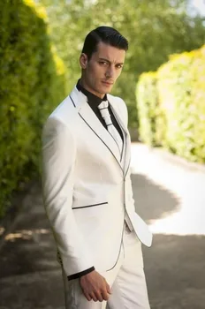 

2016 New Arrival Groom Tuxedo Ivory Groomsmen Notch Lapel Wedding/Dinner Suits Best Man Bridegroom (Jacket+Pants+Tie+Vest) B546