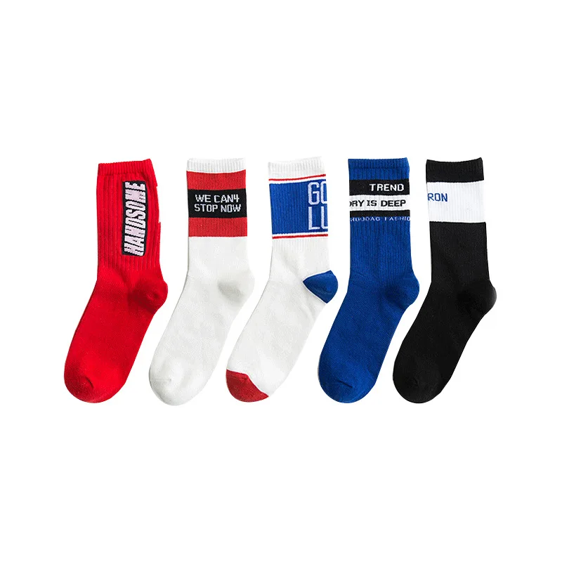 

2019 men's Hip-Hop Europe and the United States street tide socks ins trend personality high tube hip hop socks SC034-5pairs