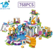 2019 The Heart lake city Summer Pool Friends Building Blocks Bricks Figure Toys Compatible with legoergy Friends for children waz compatible with lego friends 41150 25003 322pcs building blocks moana s ocean voyage bricks figure toys for children