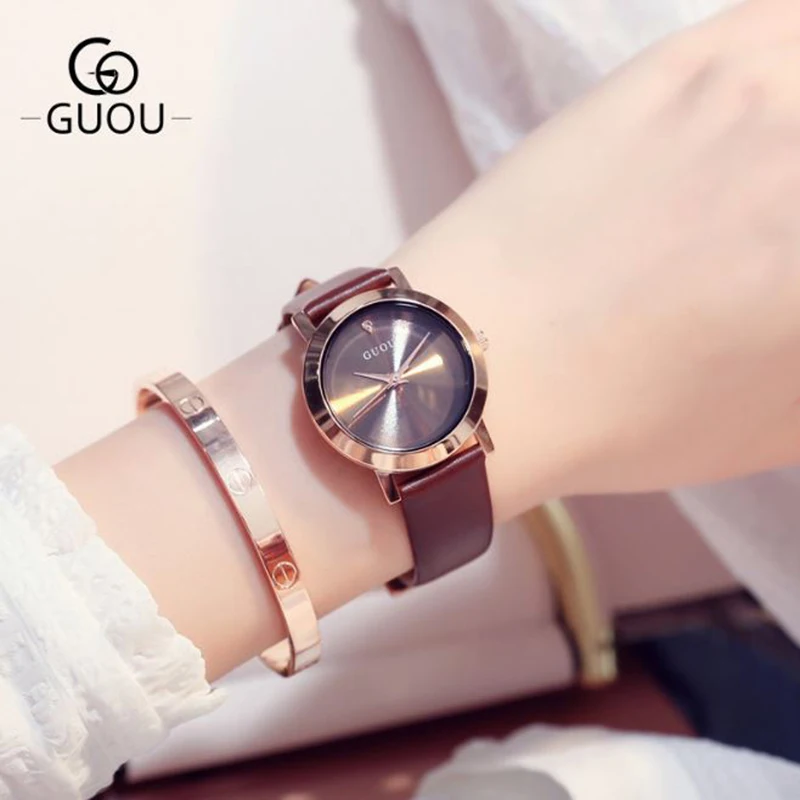 

GUOU Brand Watch Women's Watches For Women NEW Simple Ladies Watch Women Watches Leather Calendar Clock relogio feminino saat