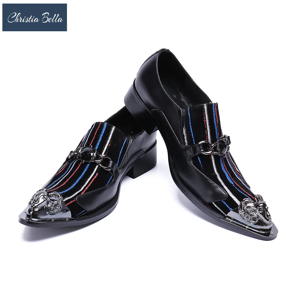 

Christia Bella Italian Men Shoes Metal Toe Wedding Dress Shoes Genuine Leather Party Business Slip on Oxfords Shoes Plus Size 47