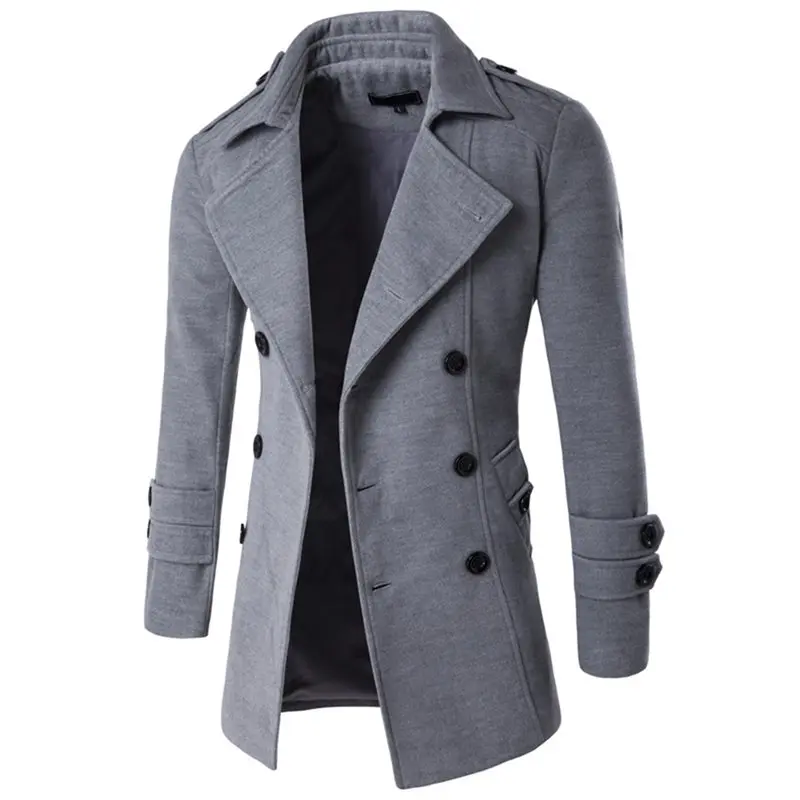 

Winter Wool Jacket Men's High-quality Wool Coat casual Slim collar wool coat Men's long cotton collar trench coat