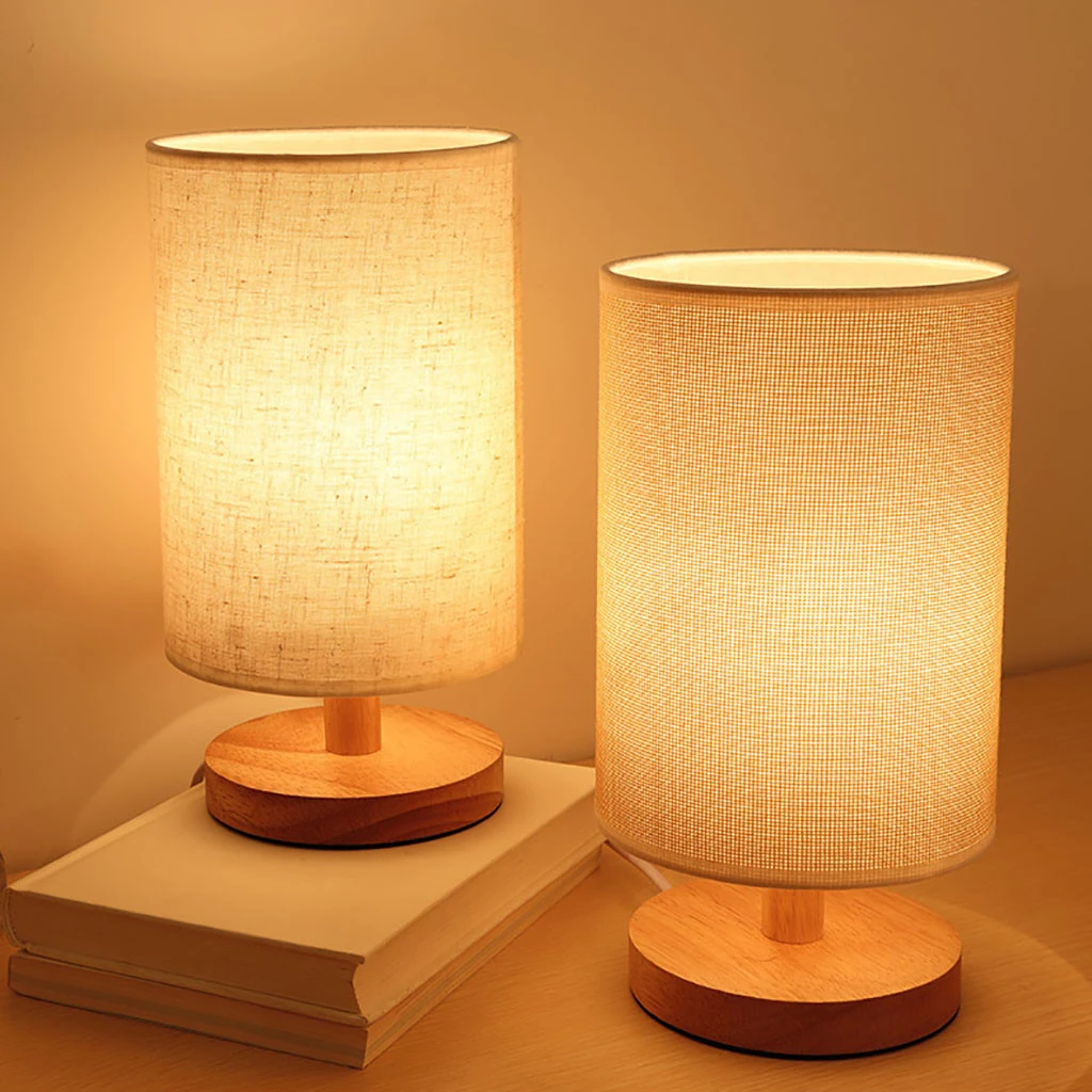 white wooden bedside lamps