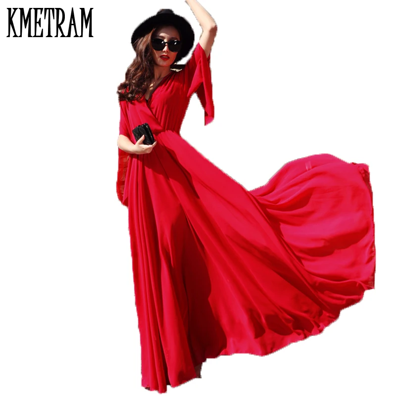 2019 Fashion Nieuwe Plus Size Chiffon Lange Maxi Jurk Vestidos Vrouwen Effen Drpaed Gewaad Grote Zoom Bohemien Zomer Strand Jurk JCY043 2019 Fashion Nieuwe Plus Size Chiffon Lange Maxi Jurk Vestidos Vrouwen Effen Drpaed Gewaad Grote Zoom Bohemien Zomer Strand Jurk JCY043