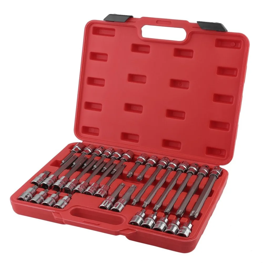 

32PCS/SET Chrome-Vanadium Steel Torx Socket Nut Set 1/2DR Press Batch Sleeve Set Screwdriver Bit Portable Repair Tool NEW