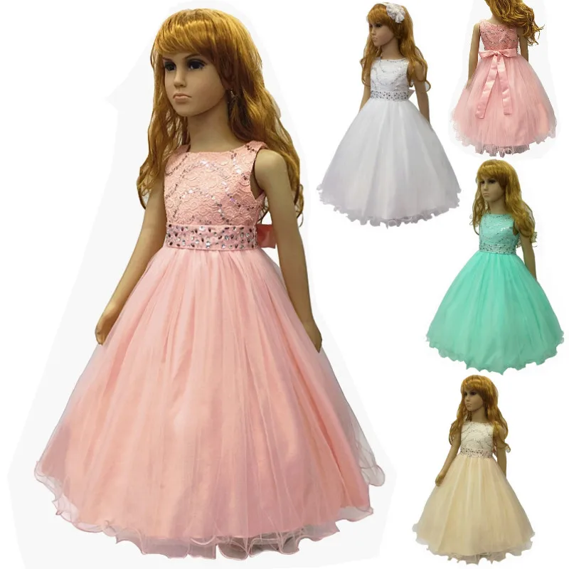 Girl Party Dress 2018 New Arrival Mint Green Flower Cotton Lining Girl