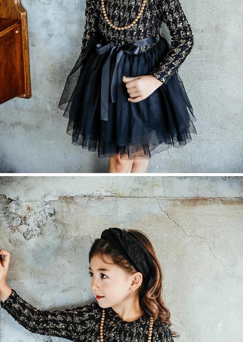 Коллекция года, платье высокого качества для девочек на осень и зиму платья принцессы с рисунком «гусиные лапки» для девочек детская одежда повседневное детское платье для девочек
