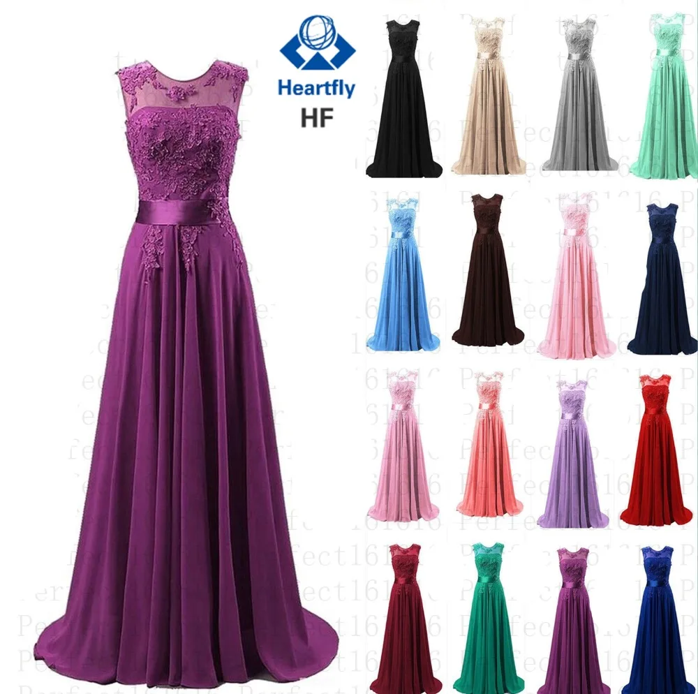 

ANGELSBRIDEP Sheer Neck Chiffon Bridesmaid Dresses Long Robe Demoiselle D'honneur Applique Floor-Length Formal Party Dresses