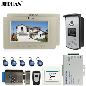 

JERUAN 7`` Color Screen Video DoorPhone Intercom System 2 Monitors +700TVL RFID Access Camera + Electronic lock + Access Power