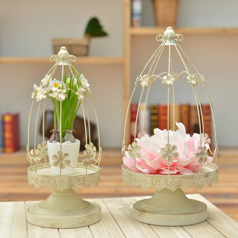 METAL BIRD CAGE CANDLE HOLDER FLOWER VINTAGE HOME WEDDING PARTY