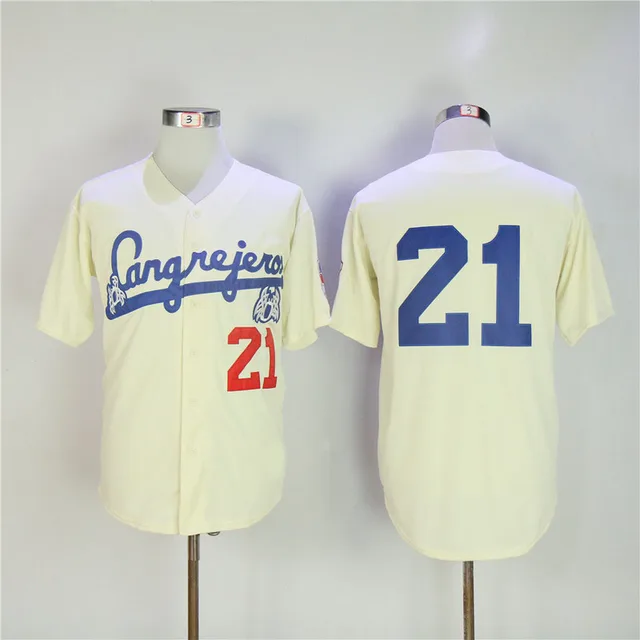 Roberto Clemente Jersey #21 Santurce Crabbers Puerto Rico In Baseball Jersey Baseballs Stitched Button Down Shirt Free Shipping