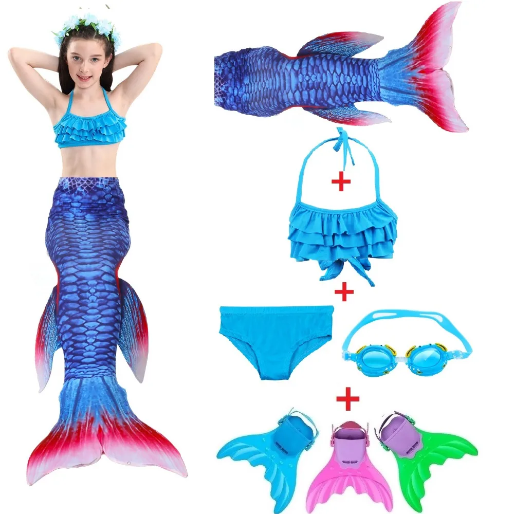 

2018 New Ariel Children Mermaid Tail with Monofin Kids Girls Costumes Swimming Mermaid Tail Mermaid Swimsuit Flipper for girls