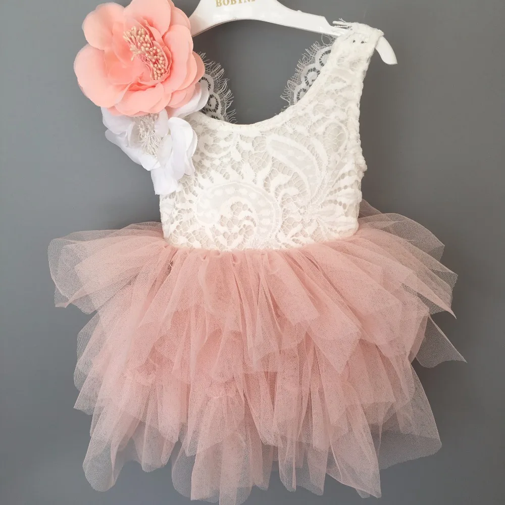 

drop shipping toddler girl lace dress tutu with flowers children wedding flowers cake princesa vestido 1-6YRS kids