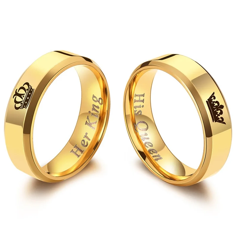 AZIZ-BEKKAOUI-Her-King-His-Queen-Couple-Rings-Gold-Color-Crown-Stainless-Steel-Rings-Wedding-Jewelry