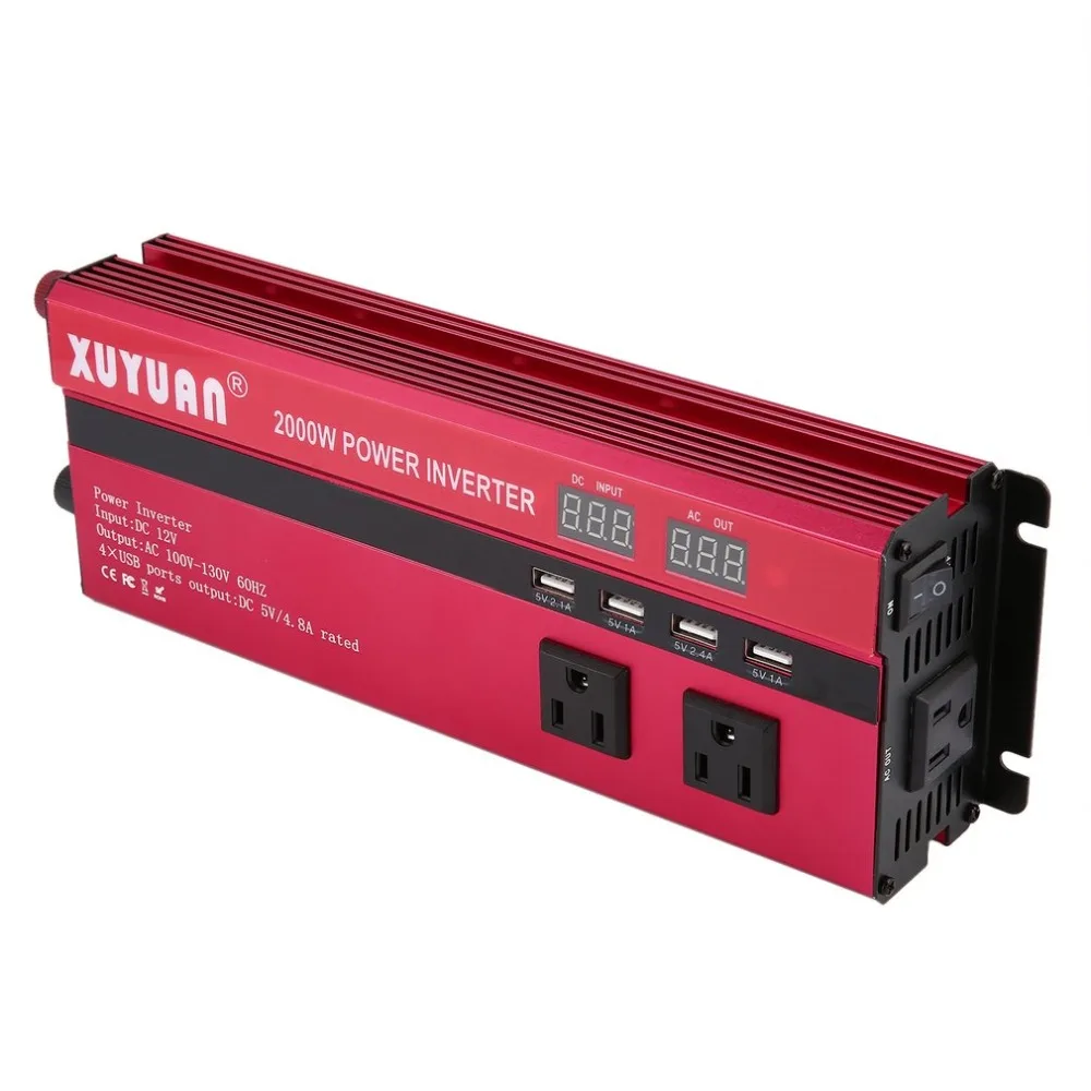 

2018New XUYUAN Professional 2000W Power Inverter DC 12V to AC 110V with LED Display Fan Cooling Universal Socket Car Converter