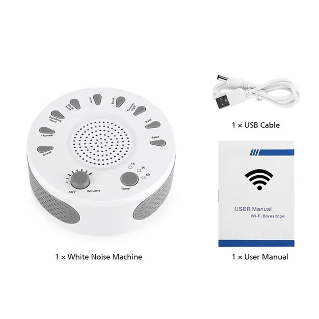 Белая шумовая машина, детский регулятор для терапии сна, натуральный для детского сна с 9 успокаивающим звуком, таймер автоматического отключения - Цвет: White