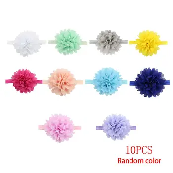 

10PCS/Set Random Color Lovely Baby Chiffon Head Wrap Girls Elastic Knot Bow Headbands Nursery Headdress Kids Cap
