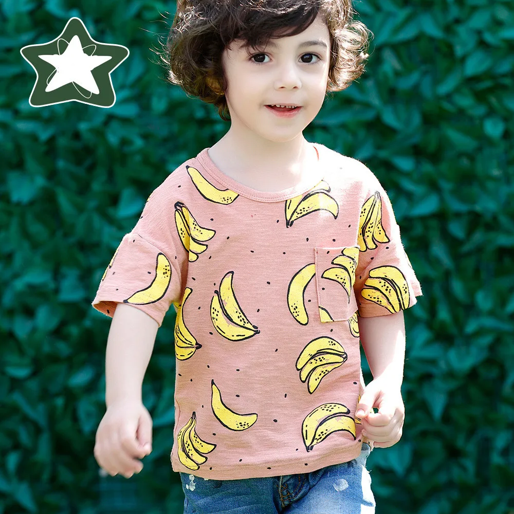 Summer Boys Design of banana T Shirts Children Short Sleeve Cotton T
