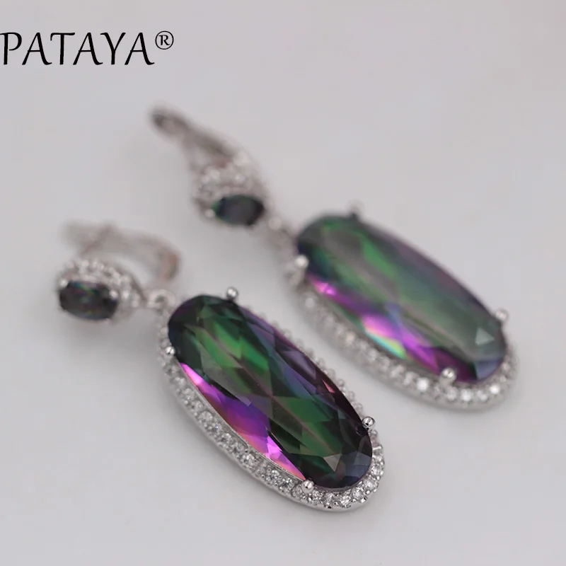 Женские серьги PATAYA высококачественные из серебра белого золота с овальным