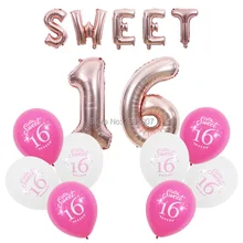 Сладкий 16 воздушный шар 16 шарики ко дню рождения Девушка День рождения украшения номер 16 Цифровые буквенные баннеры 16 воздушные шары ко дню рождения
