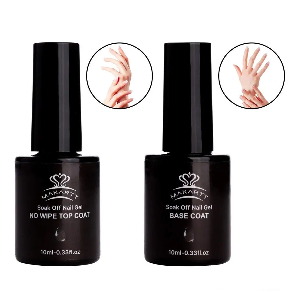 Unhas de Gel Top e Camada de Base Makartt Unha Polonês Limpar Grupo Soak Off Led uv Laca 2×10 ml C0578 Gel Não