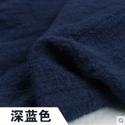Бамбуковая хлопковая ткань, ткань в китайском стиле, плиссированная ткань, одноцветная, сделай сам, для платья, занавески, льняная летняя одежда, шарф, шаль - Цвет: Dark Blue
