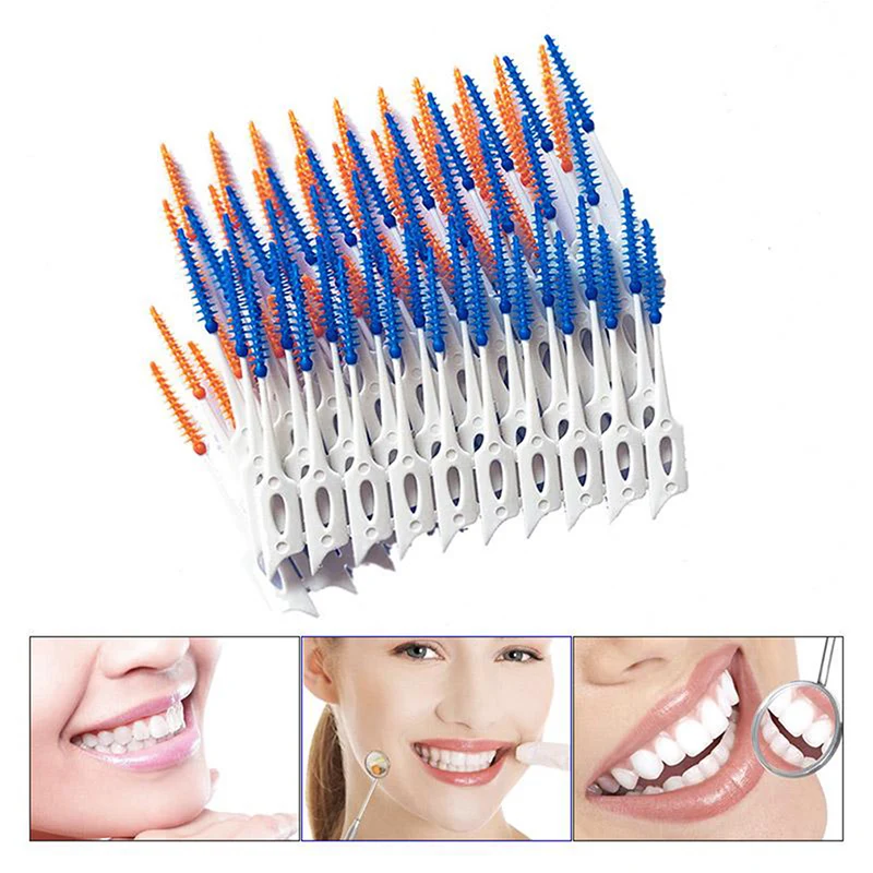 

80Pcs Soft Plastic Dental Flosser Pick Tooth Clean Tool Massage Gums Brush Massage Toothpick Toothbrush Floss