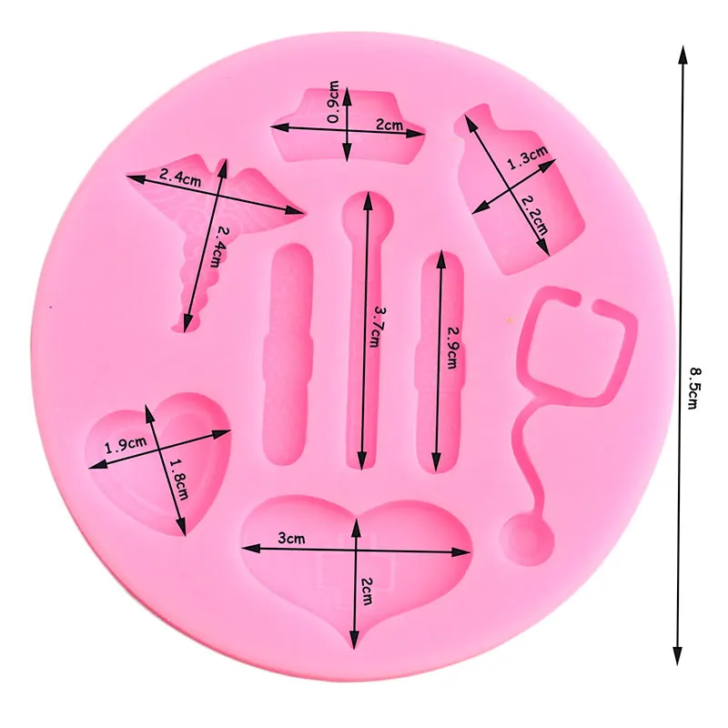 Медицинская тематическая силиконовая форма медсестры шляпа бутылка сердце стетоскоп инструменты для украшения тортов из мастики конфеты форма для шоколадной мастики